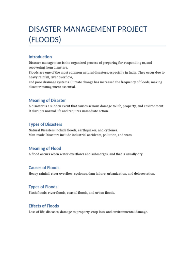 Disaster Management Flood Project | PDF
