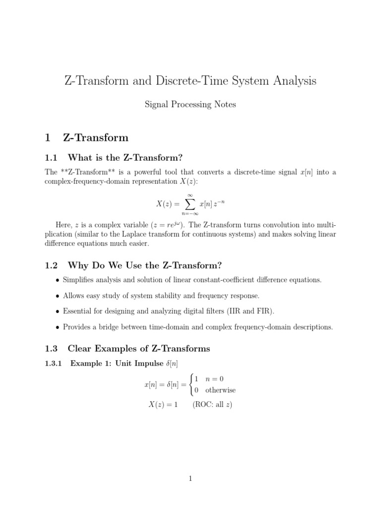 Z-Transform and Discrete-Time System Analysis | PDF | Laplace Transform ...