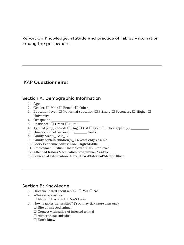 KAP Questionnaire On Rabies (Mimi) | PDF | Chess Theory | Chess