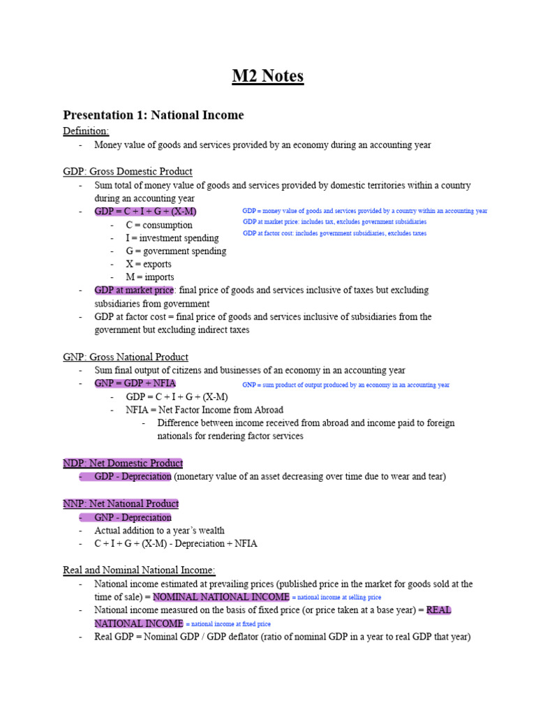 Unit 3 - National Income - Notes | PDF | Gross Domestic Product ...