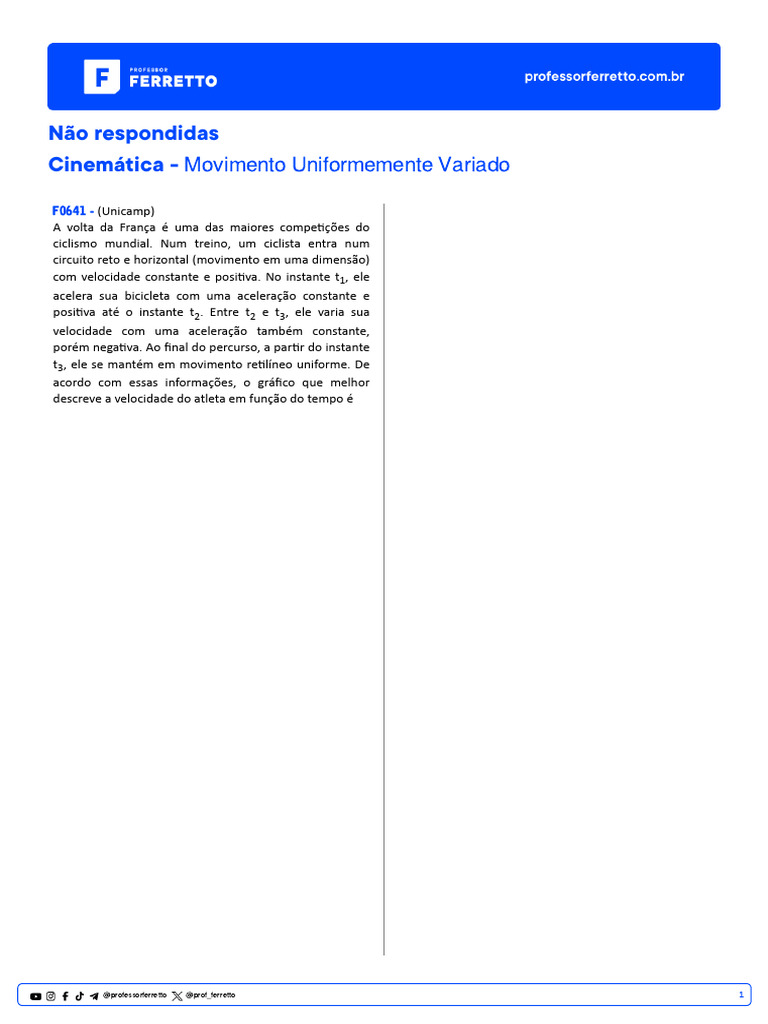 Movimento Uniformeme Variado - Física | PDF