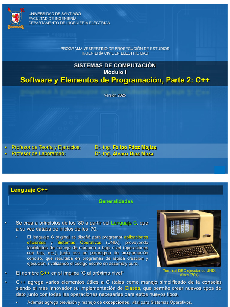 SWI - Modulo 1 - Elem - Prog Pt.2 - 2025 | PDF | C ++ | Lenguaje de ...