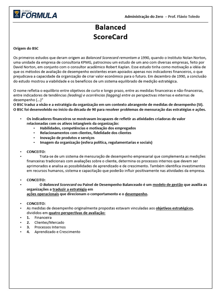 Balanced Scorecard | PDF | Economias | Business