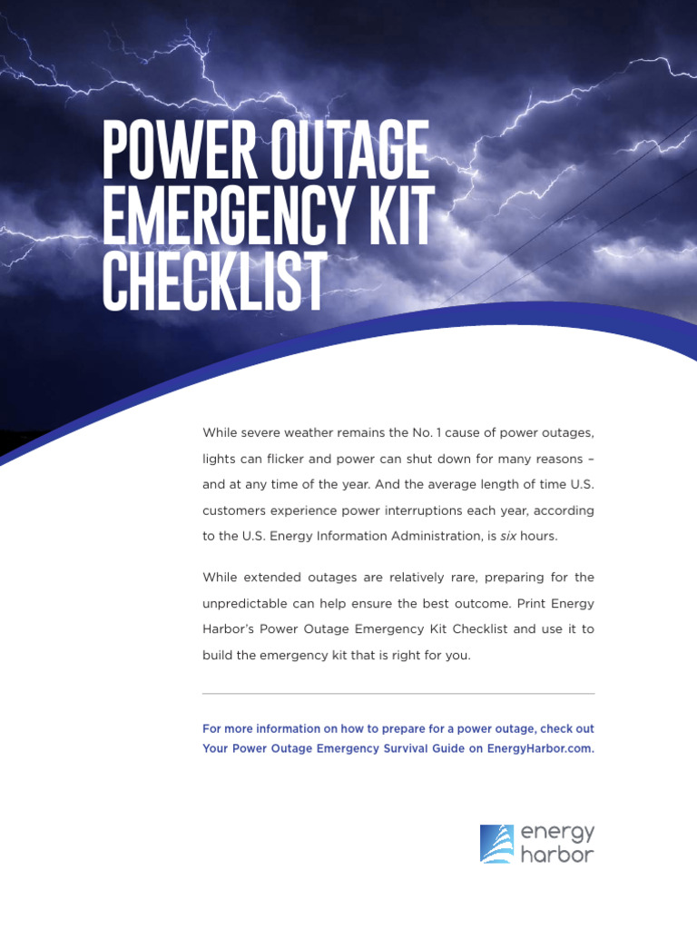 Energy Harbor Power Outage Emergency Kit Checklist | PDF
