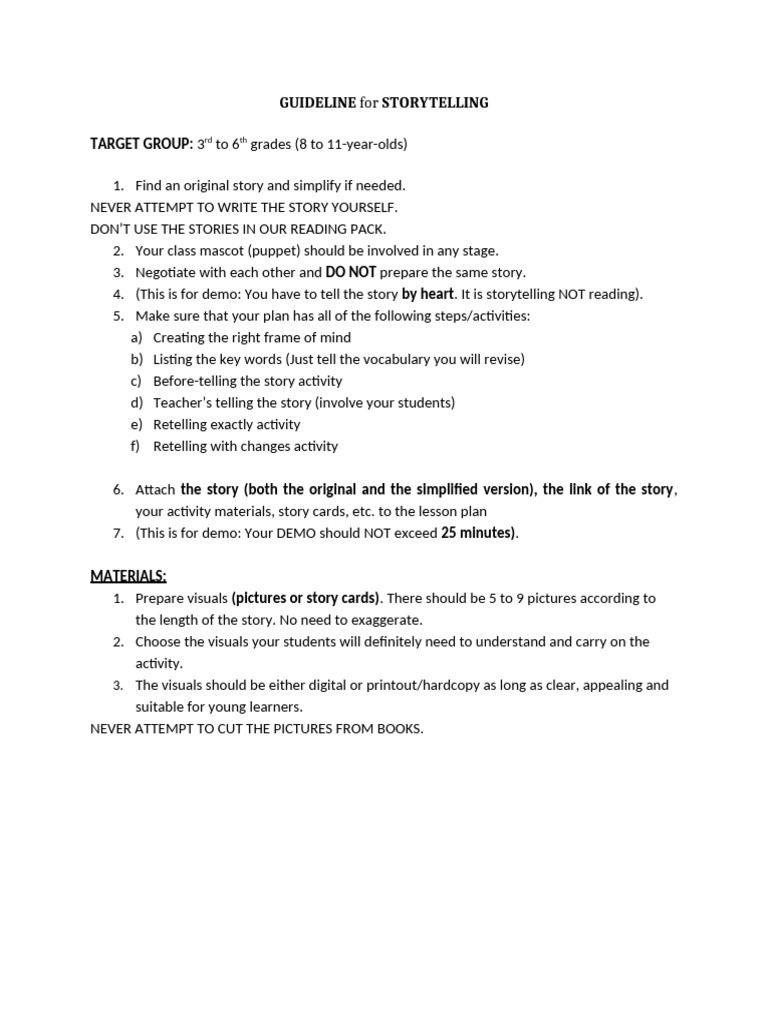 Guideline For Storytelling Lesson Plan | PDF