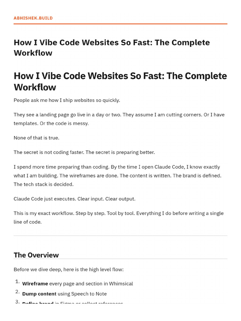How I Vibe Code Websites So Fast The Complete Workflow | PDF