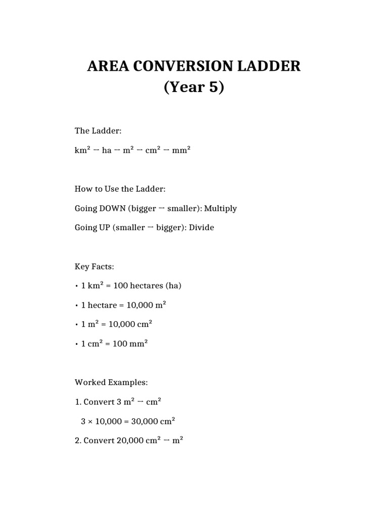 Area Conversion Ladder Year5 | PDF