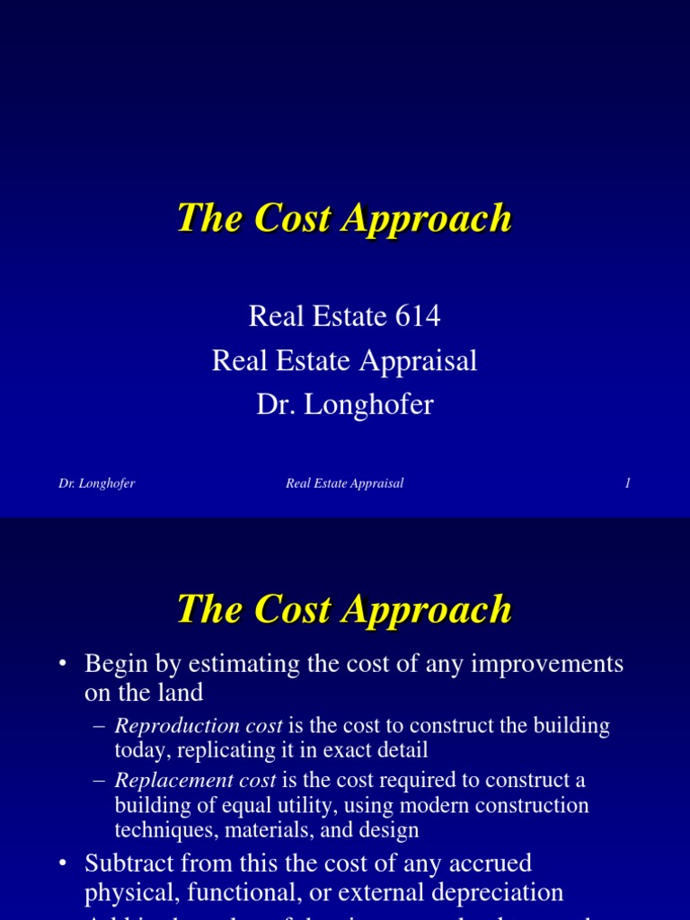 RE614 Cost Approach PDF Real Estate Appraisal Depreciation