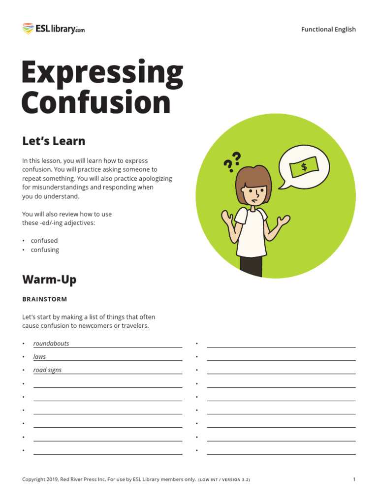 92 Expressing-Confusion US | PDF | Adjective | English As A Second Or ...