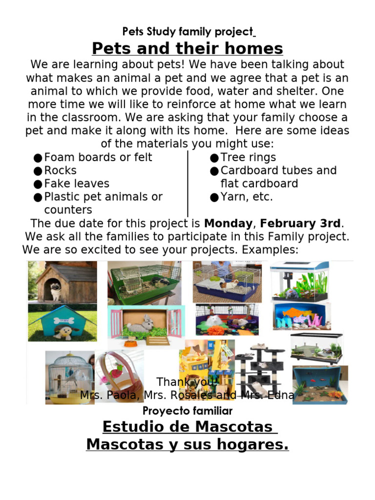 PETS STUDY Family Project | PDF
