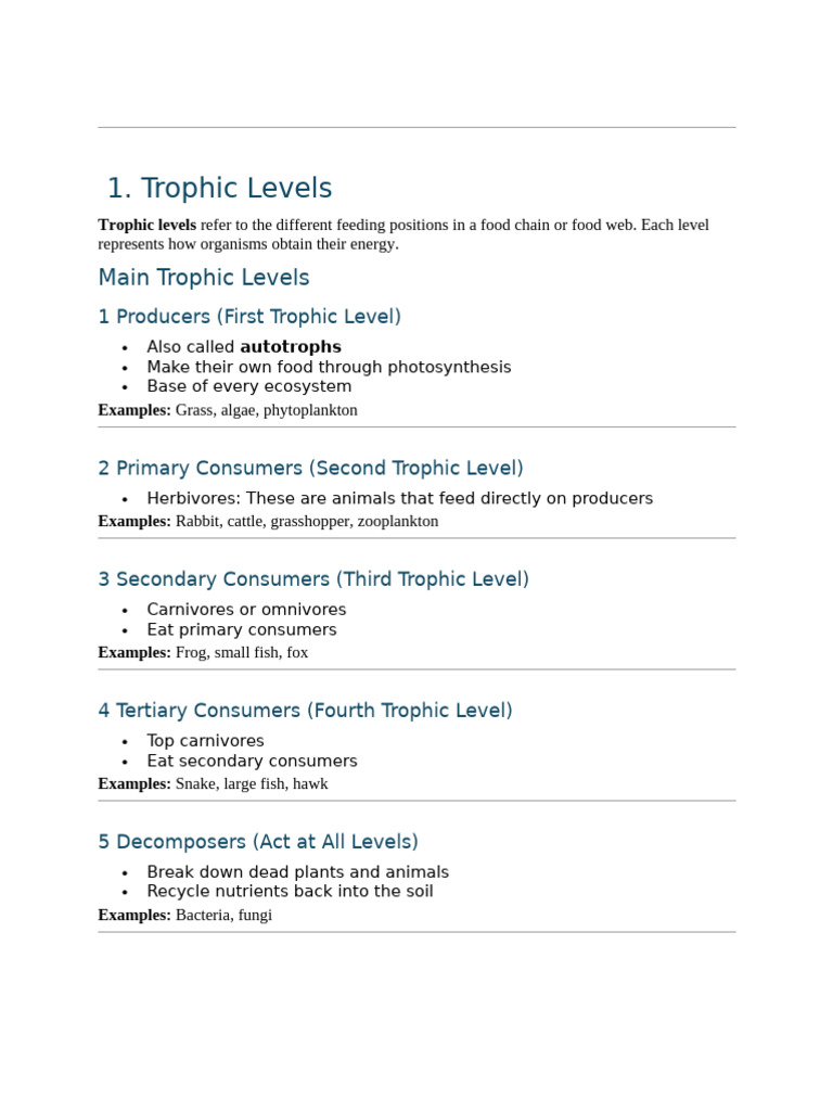 Trophic Levels Food Chains and Food Webs | PDF | Food Web | Ecology