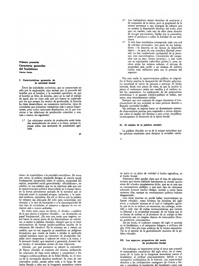 Parain - Caracteres Generales Del Feudalismo | PDF