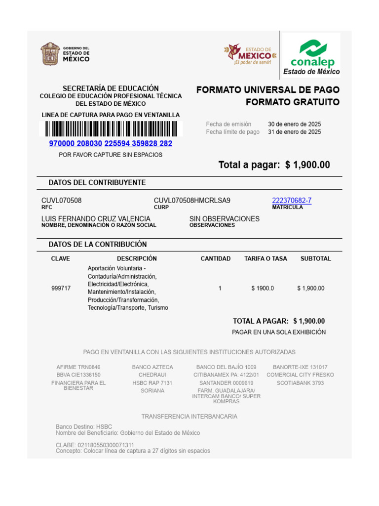 Formato de Pago Universal With Primefaces | PDF | Bancos ...