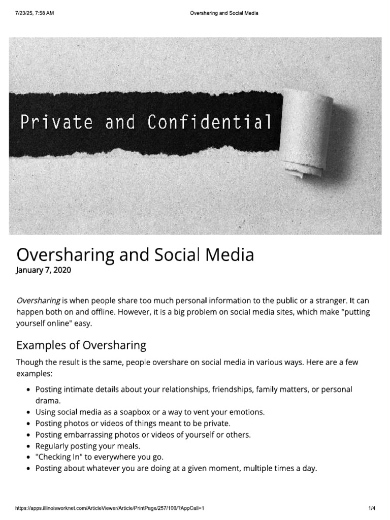 Article Oversharing of Information On Social Media | PDF