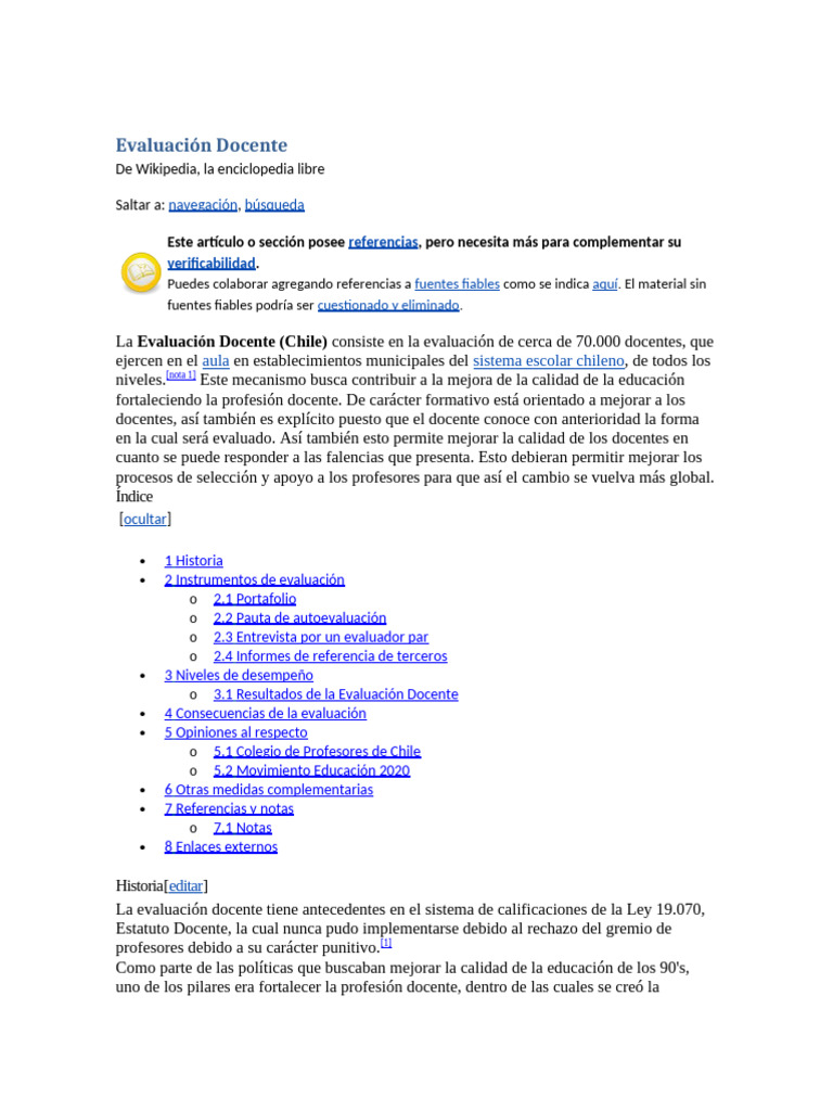 Evaluacion Chile | PDF | Wikipedia | Maestros