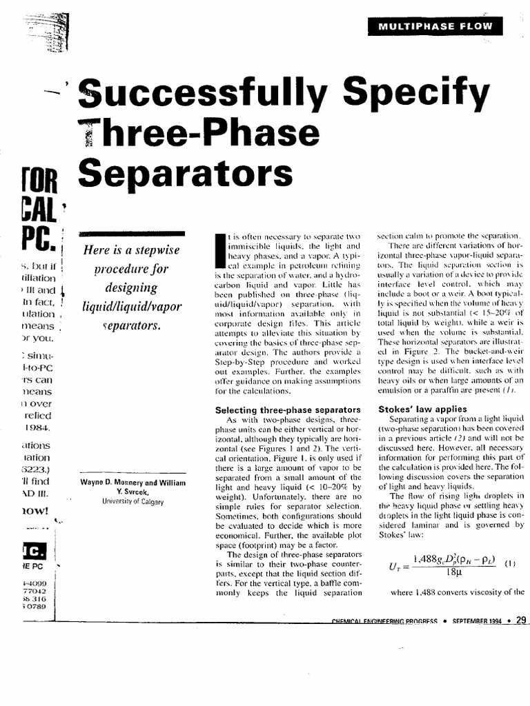 3 Phase Separator Article | PDF