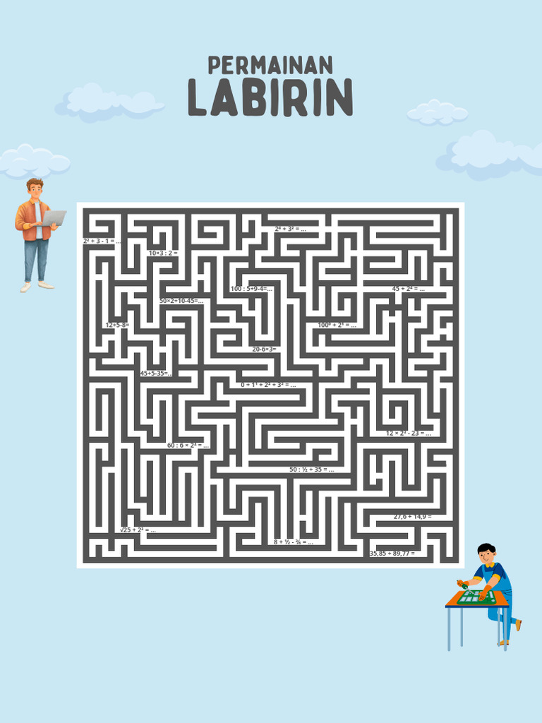 Lembar Kerja Permainan Labirin Dalam Gaya Ilustrasi Berwarna-Warni ...