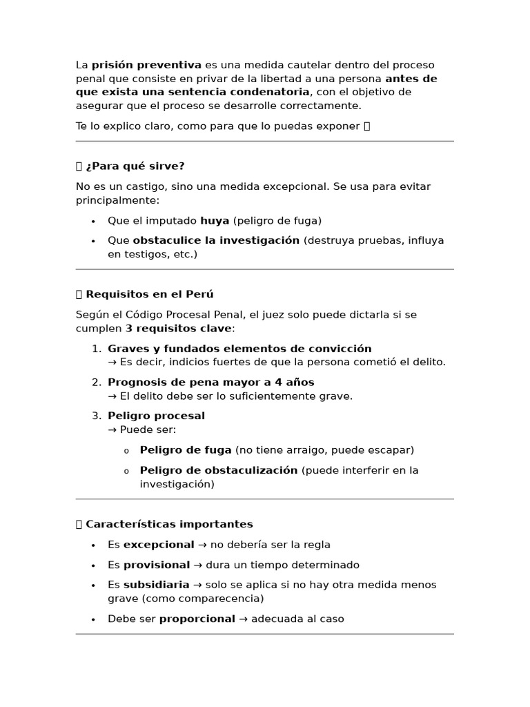 La Prisión Preventiva Es Una Medida Cautelar Dentro Del Proceso Penal ...