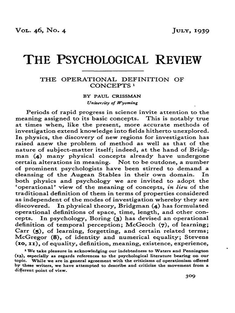 Crissman The Operational Definition of Concepts | PDF | Concept ...