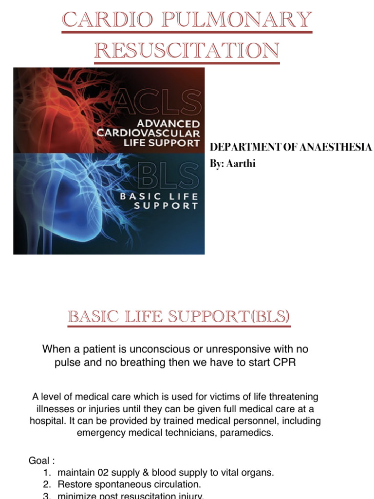 ACLS and BLS Aarthi Presentation | PDF | Cardiopulmonary Resuscitation ...
