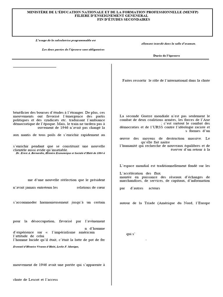 Histoire Et Geographie Modele SMP SVT | PDF