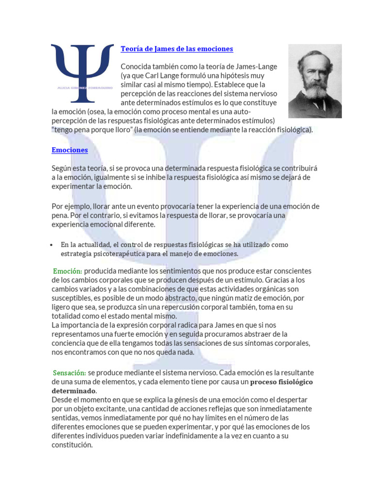 Teoria de James de Las Emociones | PDF
