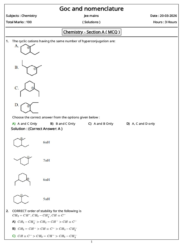 TTP 6 CHEM Solution Jee Mains | PDF | Organic Chemistry | Chemistry