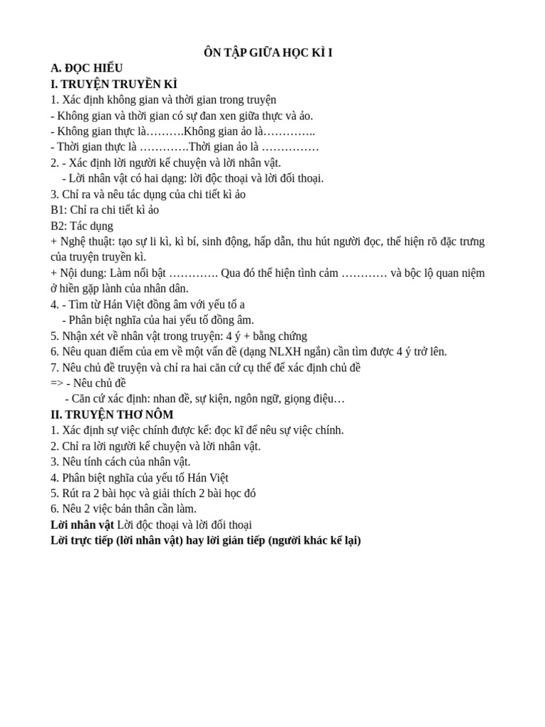 On tap giua ki 1 | PDF