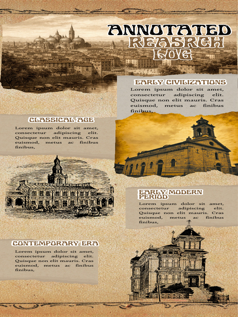 Brown Black Torn Paper Vintage Timeline History Project Infographic | PDF