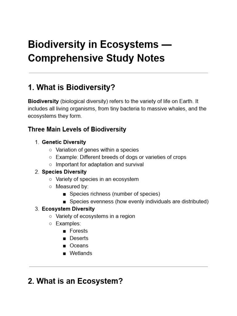 Note Biodiversity | PDF | Ecosystem | Biodiversity