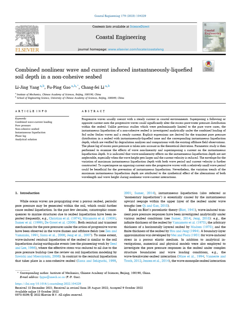 Combined Nonlinear Wave and Current Induced Instantaneously-liquefied ...