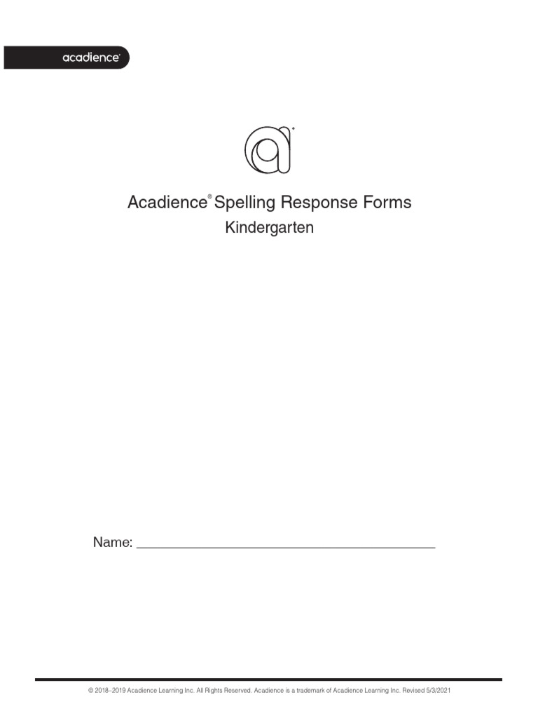 AcadienceSpelling ResponseForm GK | PDF