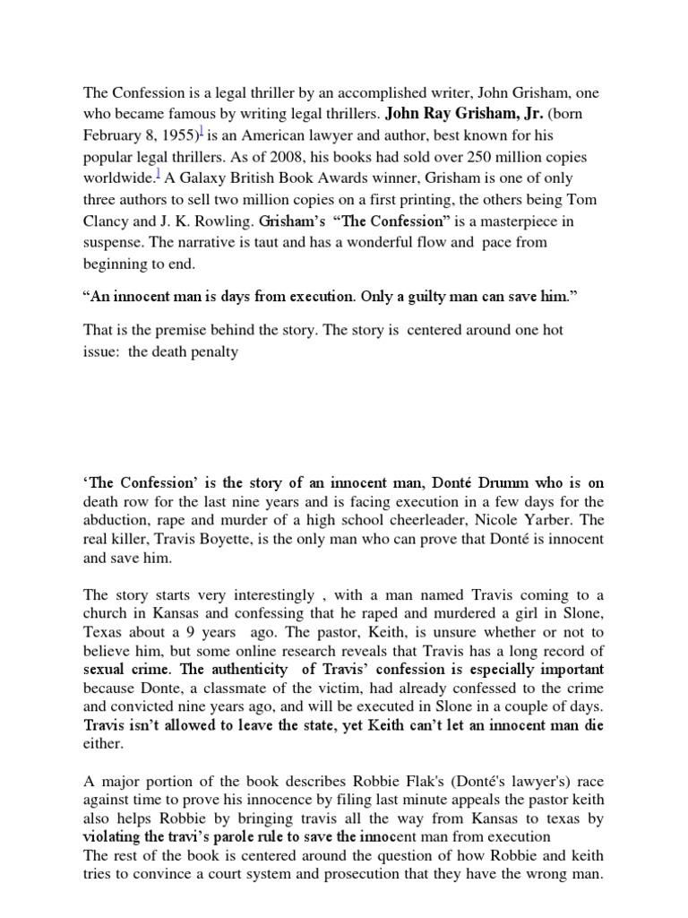 Book Review The Confession Download Free PDF Capital Punishment Rape