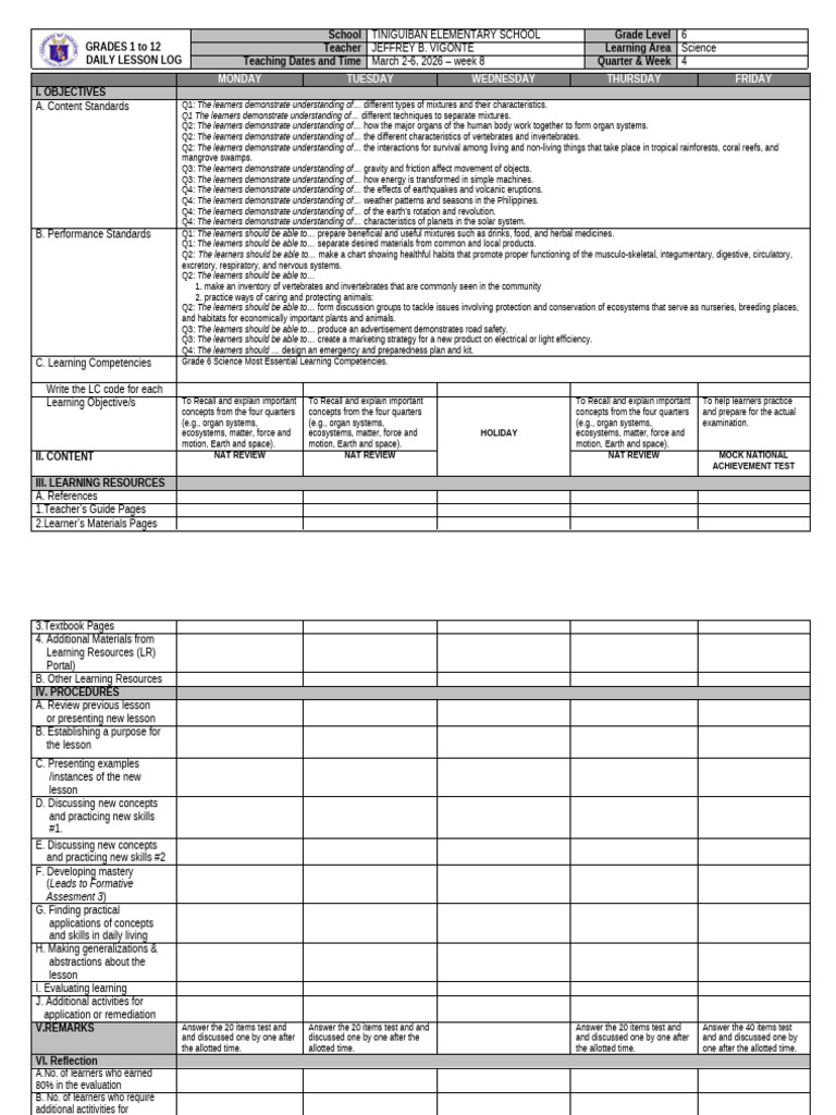 DLP Template English Version | PDF