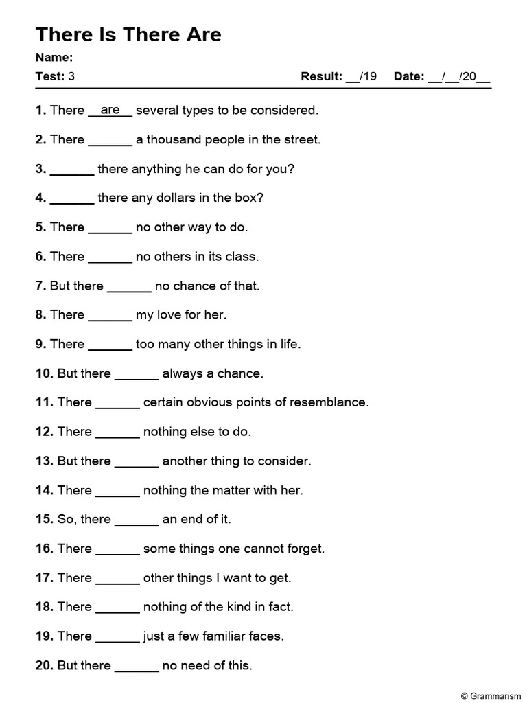 Grammarism There is There Are Test 3 1280961 | PDF