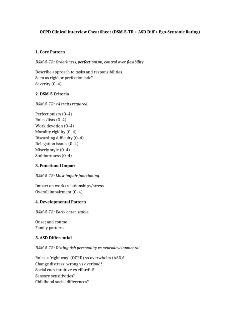 OCPD Cheat Sheet EgoRating GPT | PDF