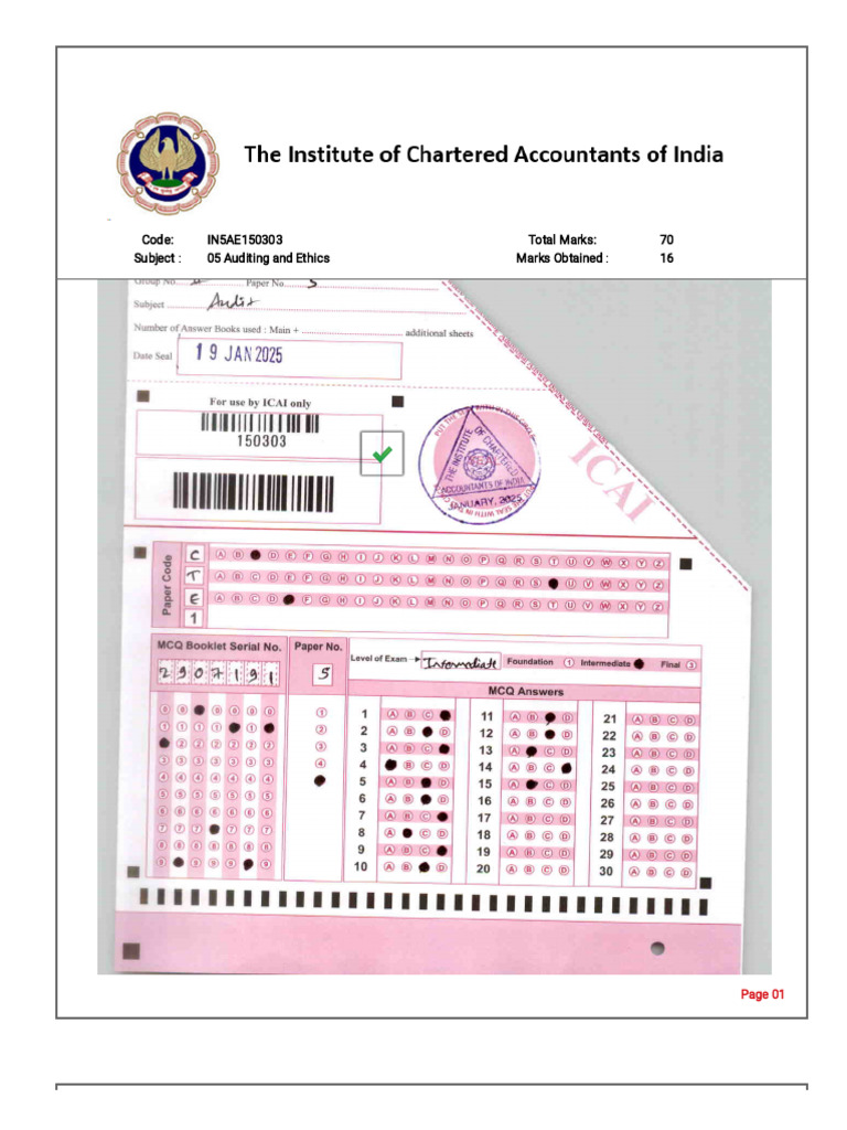 Jan 25 Audit corrected answer by ICAI | PDF