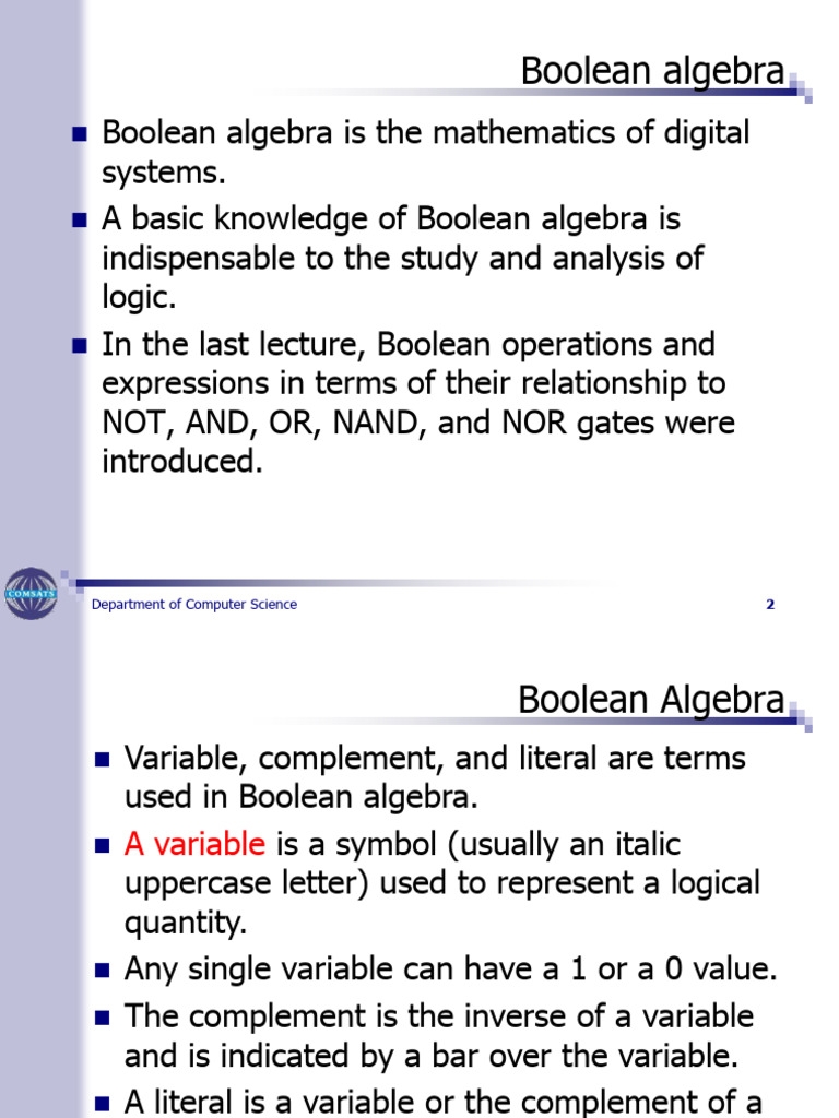 Boolean Algebra Mathematics For Digital Systems | PDF | Boolean Algebra ...