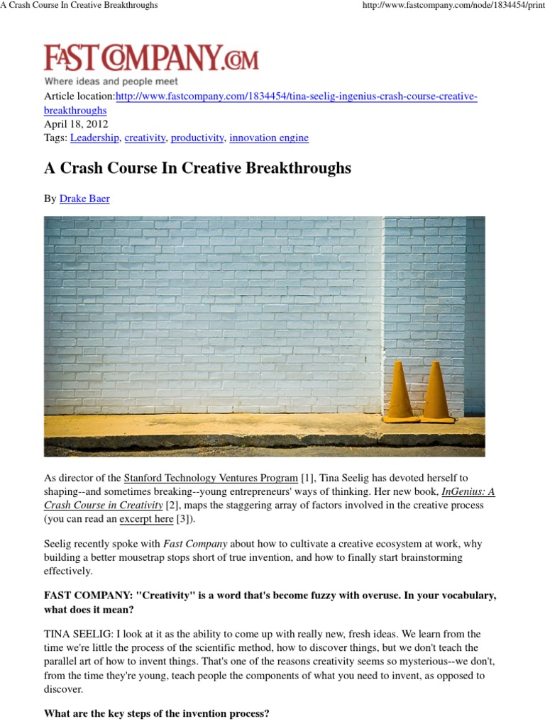 A Crash Course in Creative Breakthroughs | PDF | Brainstorming | Creativity