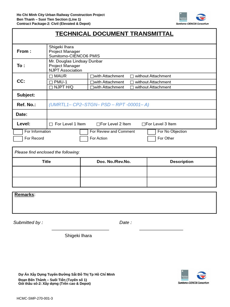 7. Technical Document Transmittal Form | PDF