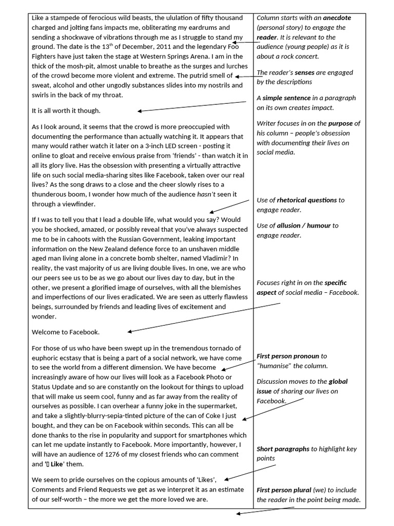 Column Excellence Exemplar Annotated | PDF