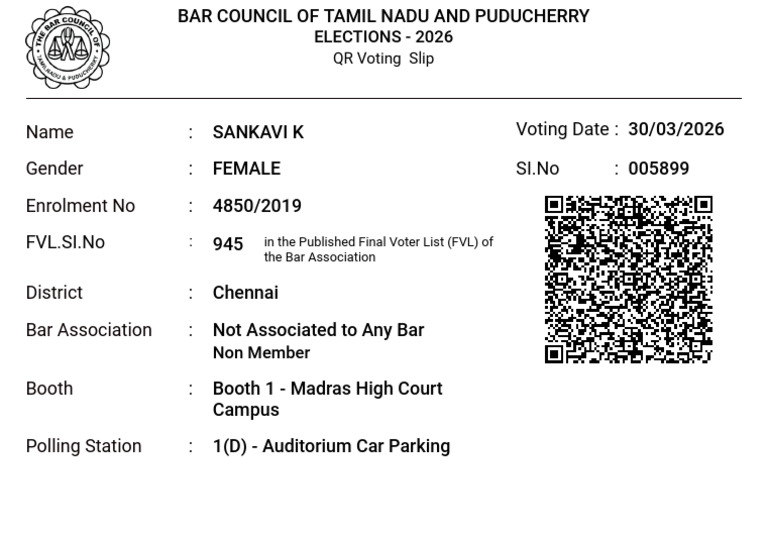 Bctnpy Election 2026 - QR Voter Slip - 005899 - Sankavi - K | PDF