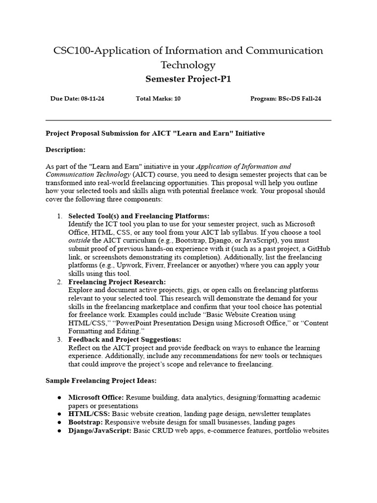 AICT Project P1 Proposal.docx | PDF
