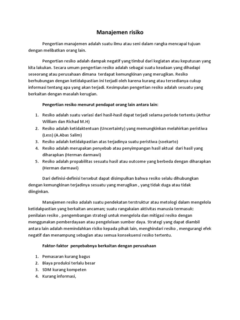 Manajemen Risiko