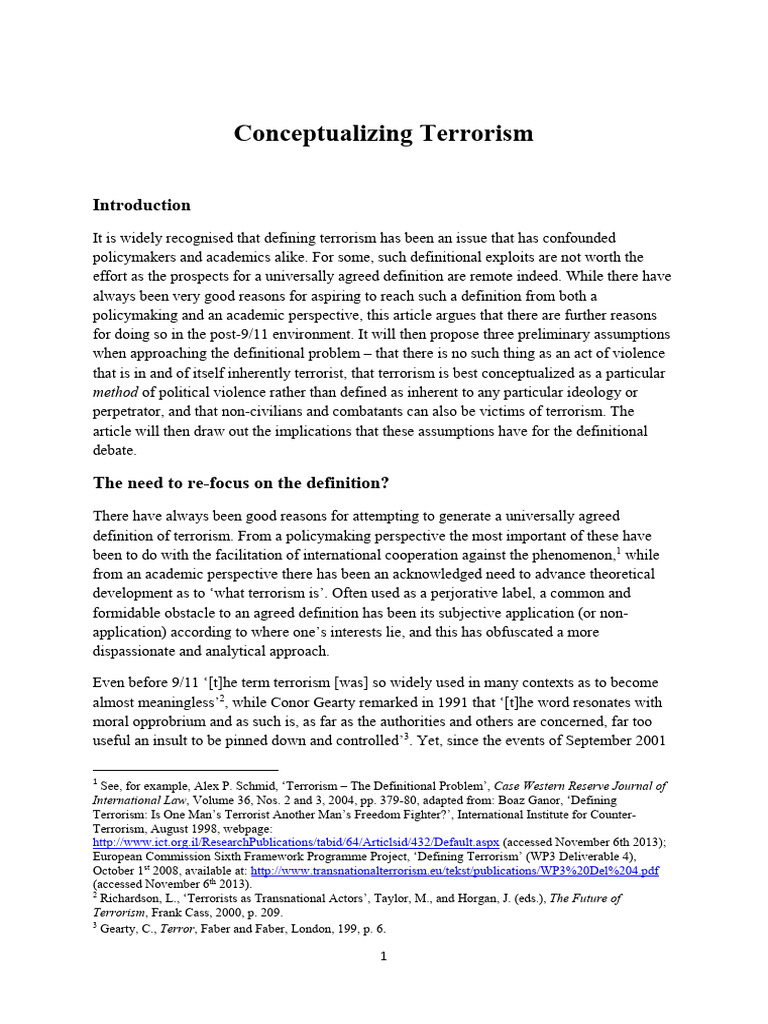 Conceptualizing Terrorism | PDF | Violence