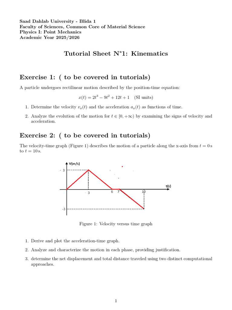 Tutorial Sheet N°1(2) | PDF