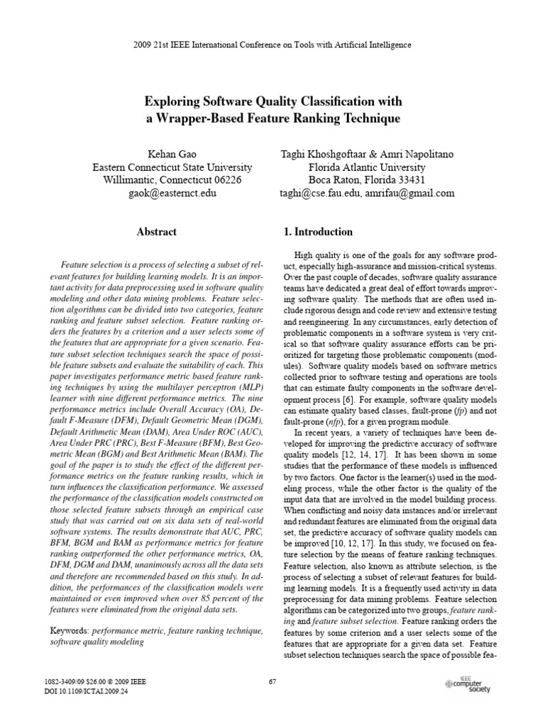 Exploring Software Quality Classification With a W | PDF | Receiver ...