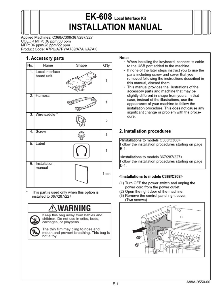 EK-608 Install Manual | PDF | Electrical Connector | Electrical Engineering