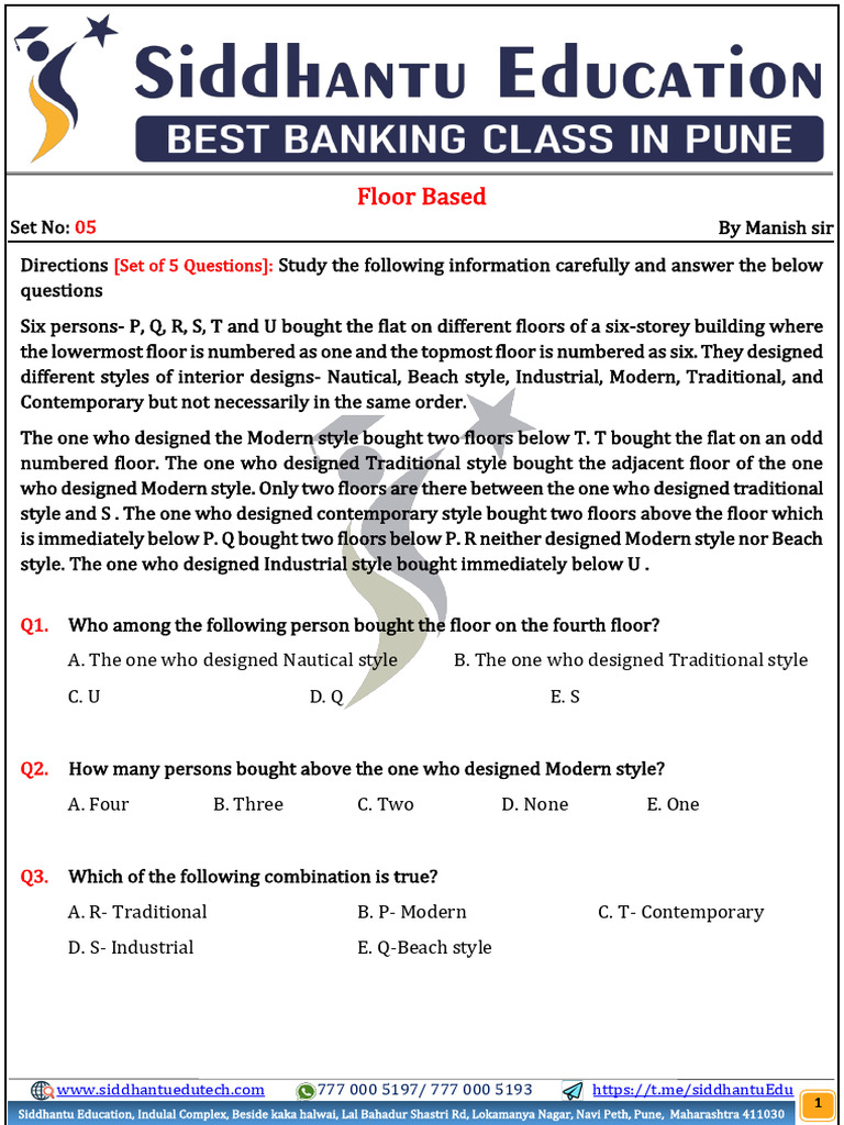 Floor Based Set 5 | PDF
