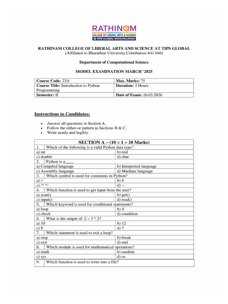 Model Qp Python i Ai&Ds | PDF